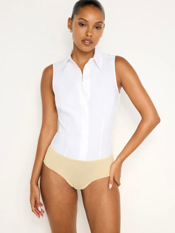 Poplin Collar Fitted Tank Bodysuit