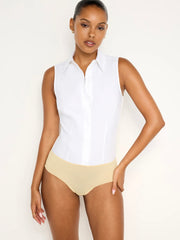 Poplin Collar Fitted Tank Bodysuit