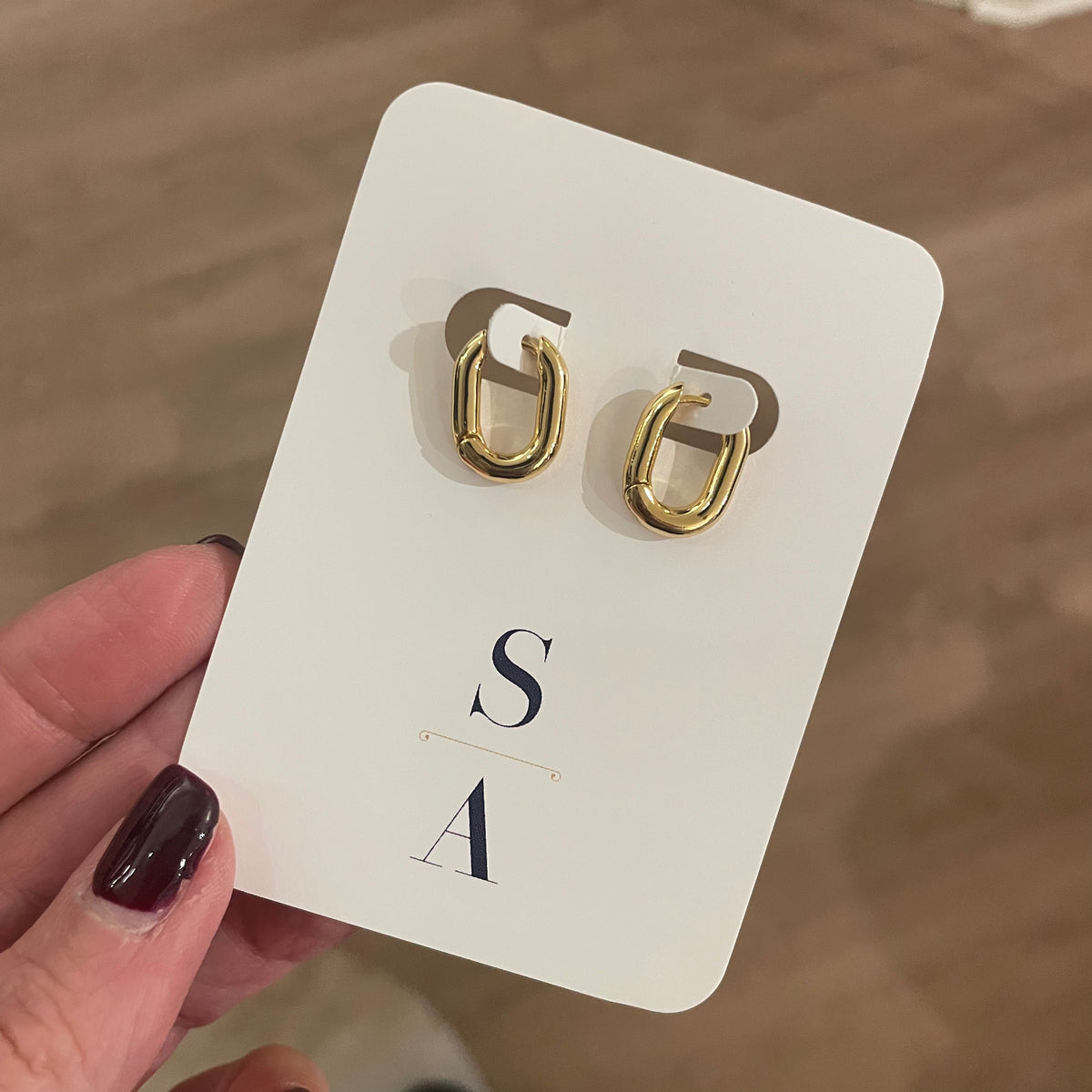 Gold-Dipped Oval Huggie