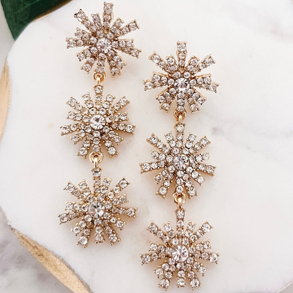 Triple Snowflake Earring