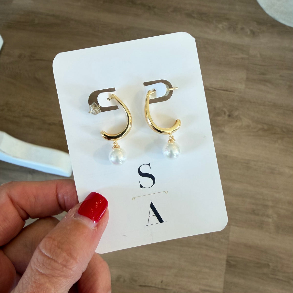 Long Slim Pearl Hoops