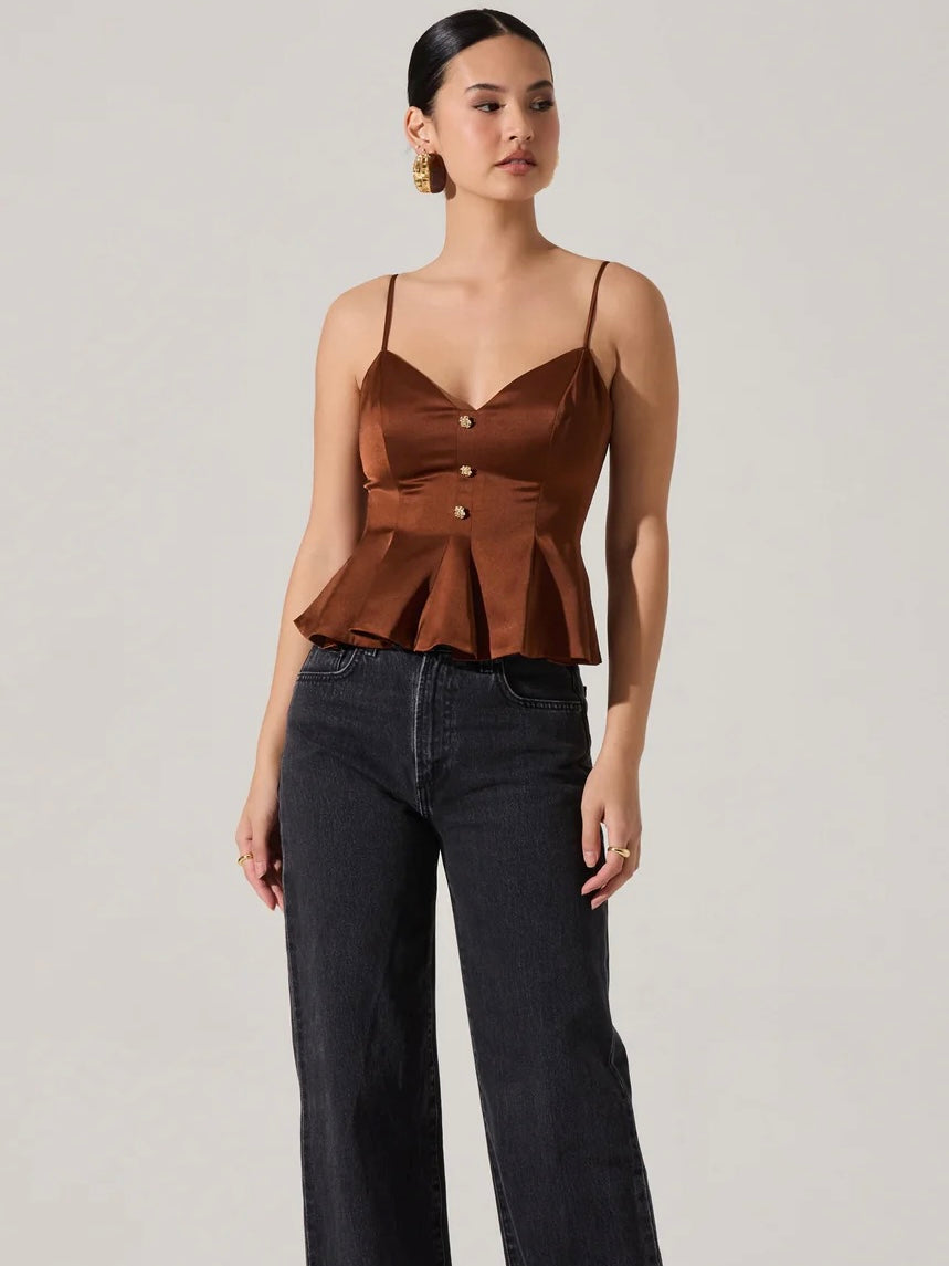 Paislee Satin Pleated Peplum Top – Swish Avenue Paislee Satin Pleated Peplum Top – Swish Avenue