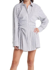 Sierra Striped Ruched Shirt Dress