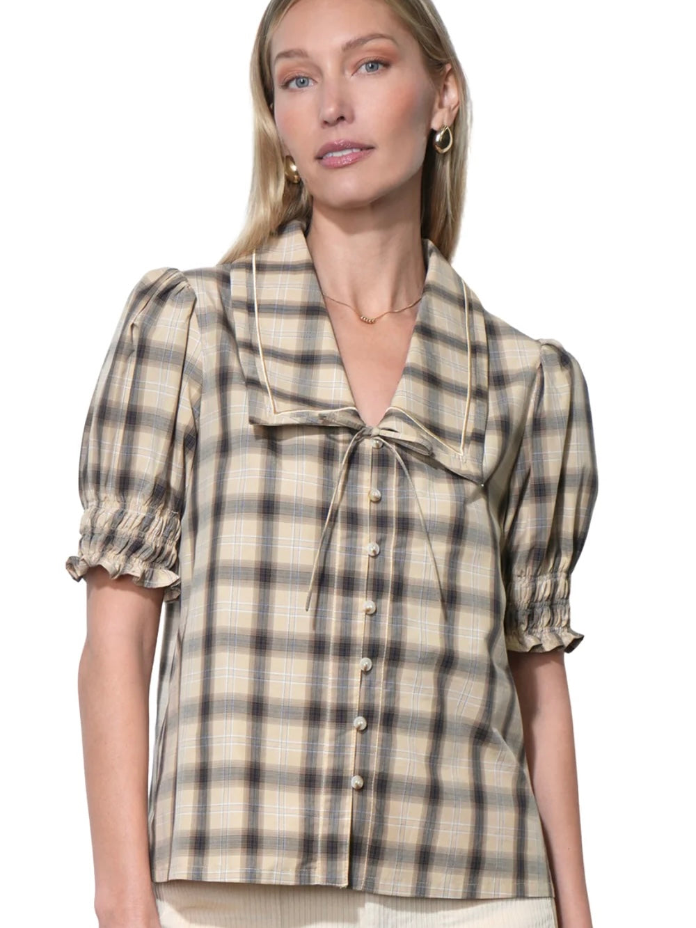 Betty Sailor Collar Plaid Top