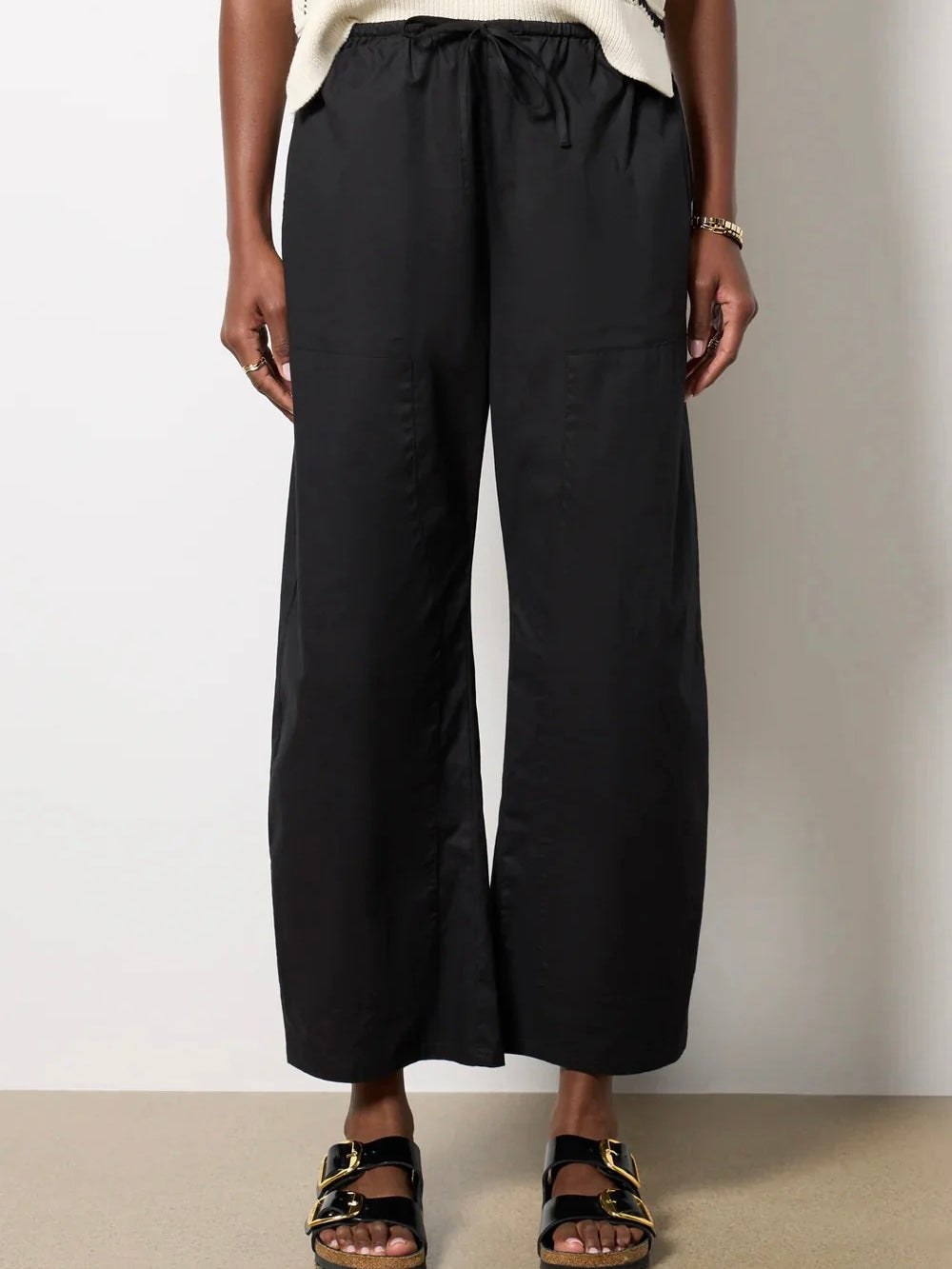 Theo Drawstring Poplin Pant-Noir
