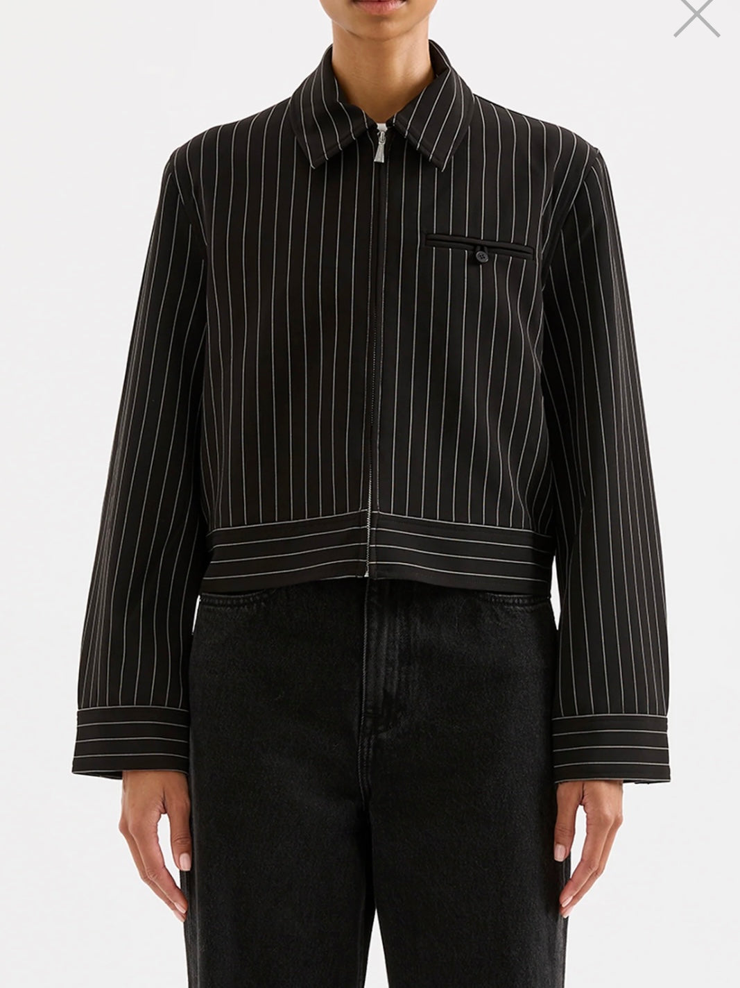 Maeve Pinstripe Bomber