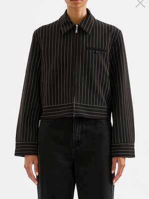 Maeve Pinstripe Bomber