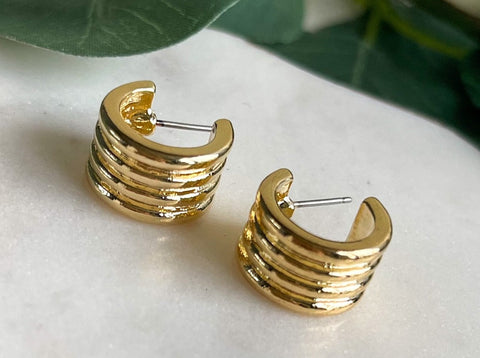 Layered Gold Huggie Earrings