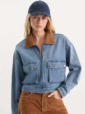 The Denim Swing Cropped Jacket