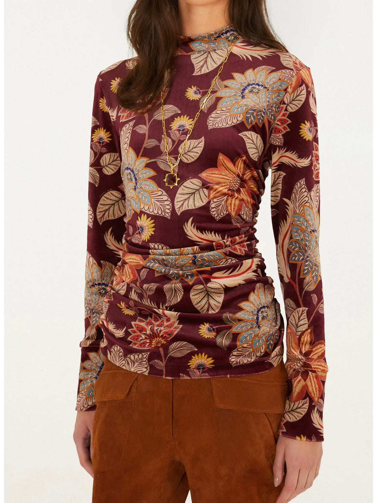 Delhi Floral Velvet Jersey Blouse