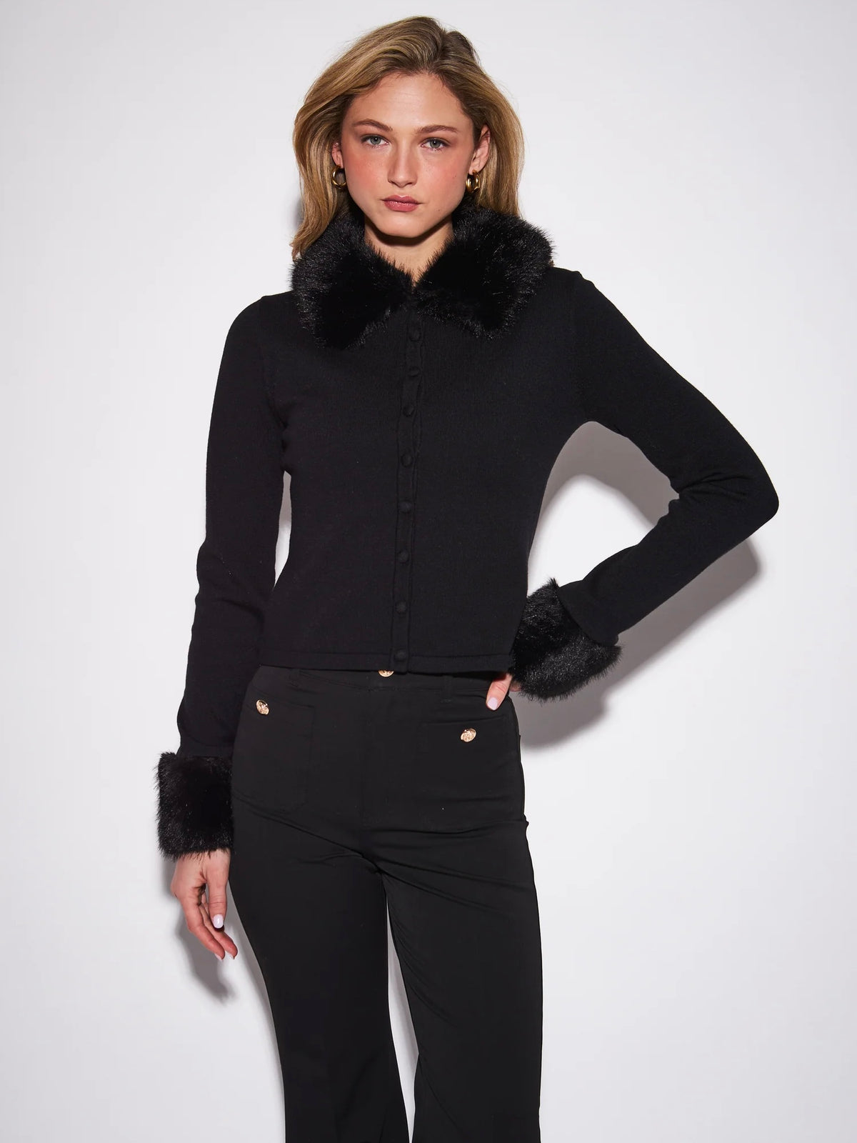 Clementine Fur Trim Cardigan