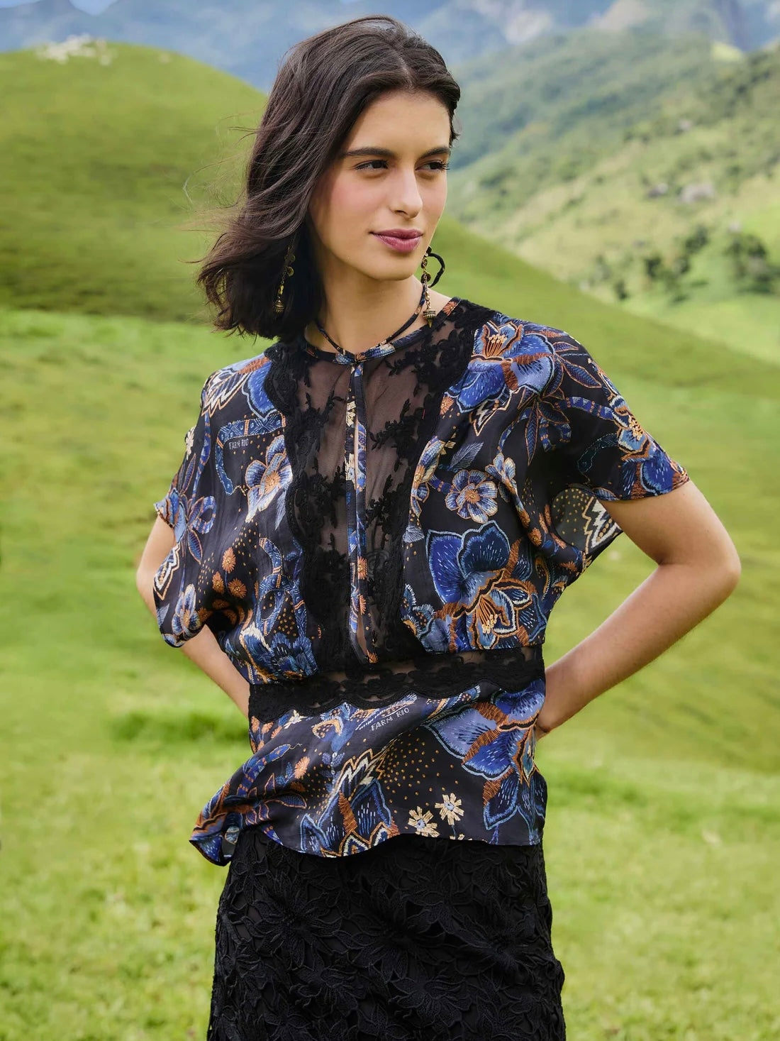 Snakes Bouquet Black Blouse