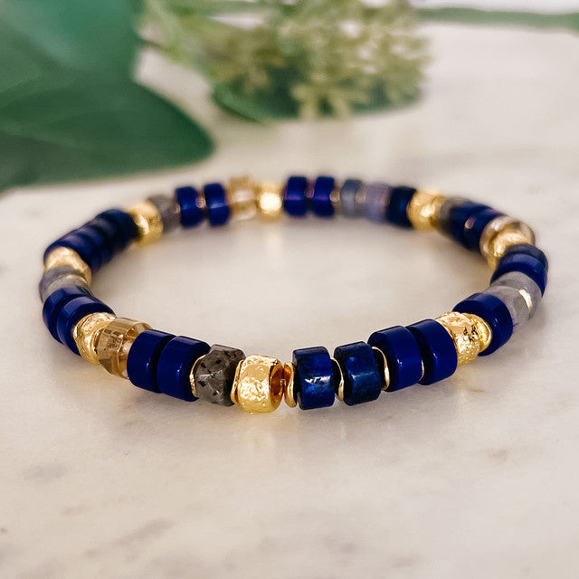 Glass Metallic Beaded Bracelet