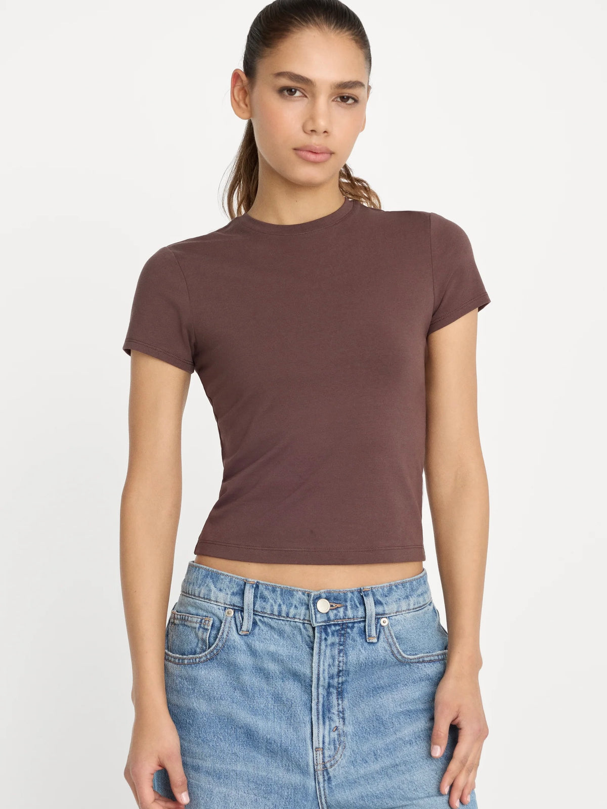 Super Stretch Baby Tee-Brown