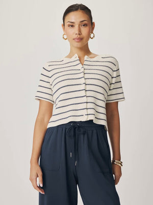 Delilah Striped Short Sleeve Cardigan