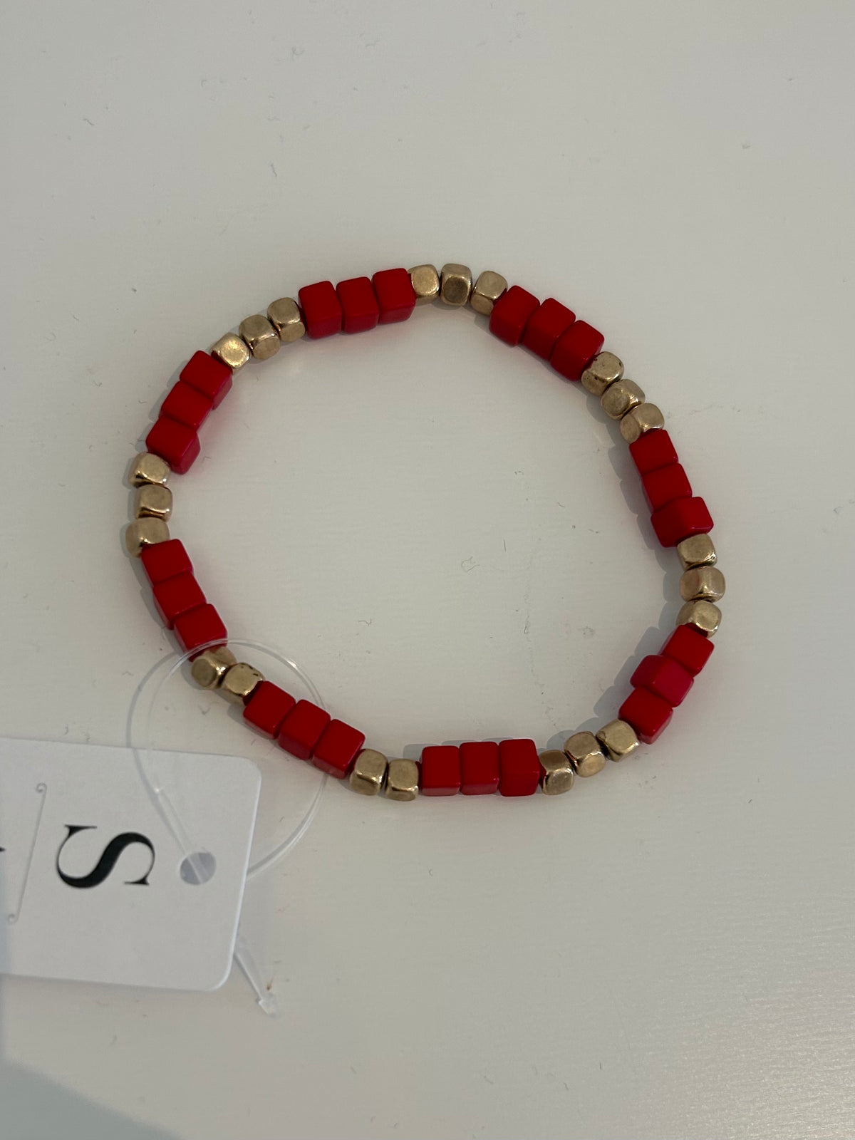 Red and Gold Beaded Bracelet