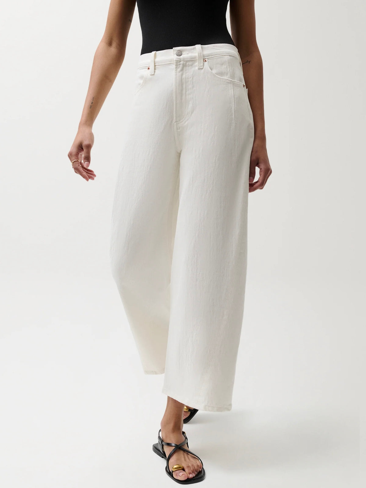 Kyra High Rise Bowed Ankle Jean-Antique White