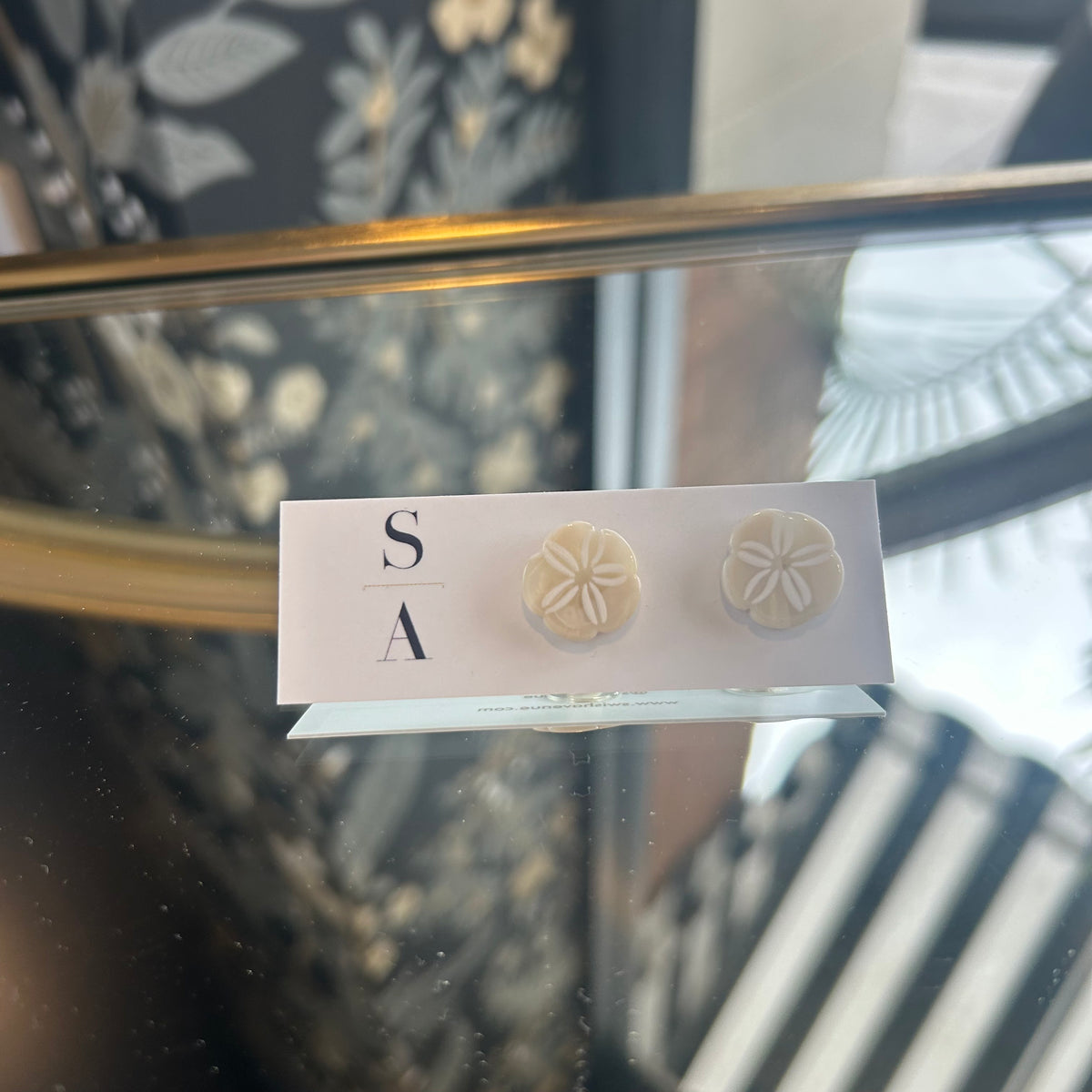 Pearl and Stone Flower Stud Earrings