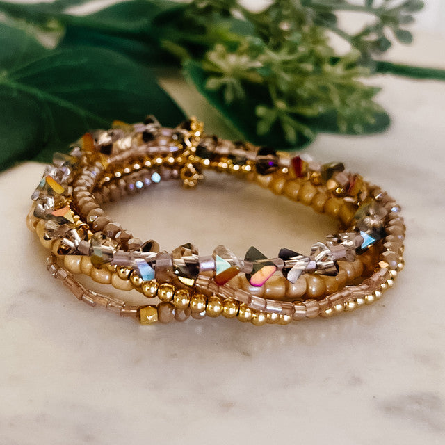 5-Stack Beaded Bracelet Set-Navy