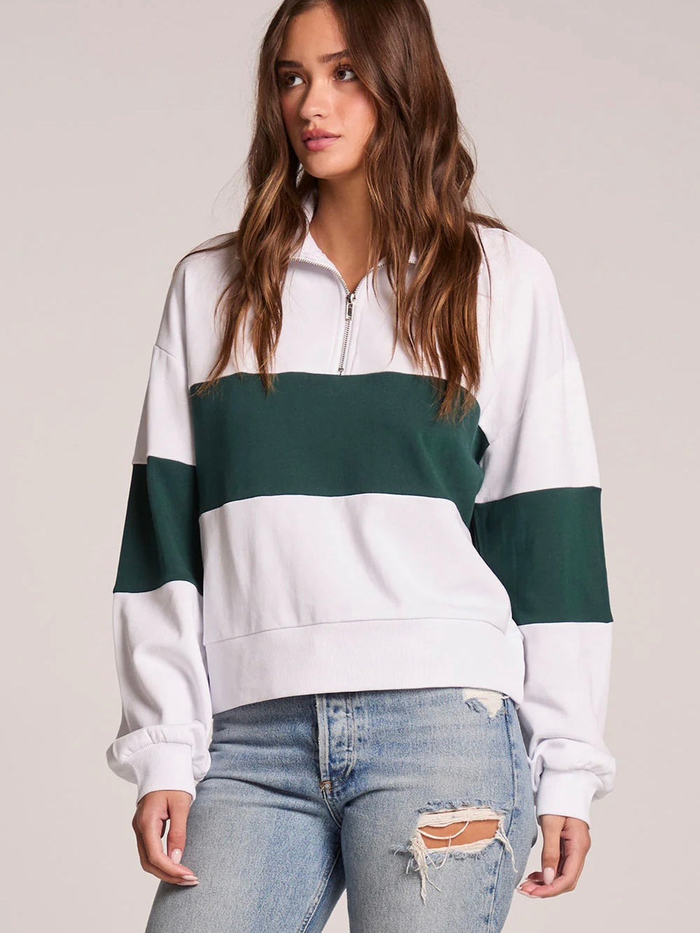 Jaime Pine and White Half Zip