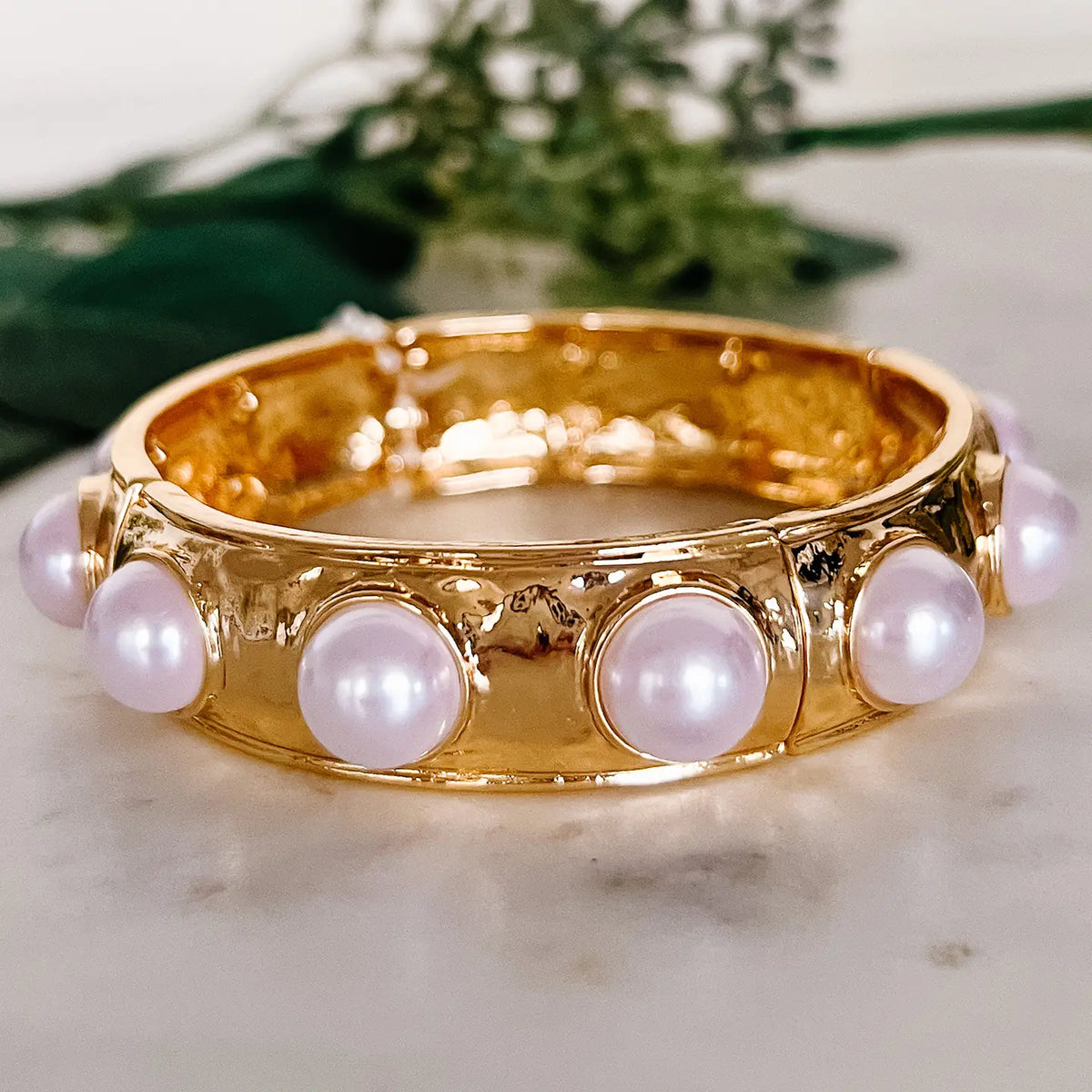 Stretch Bangle with Pearls