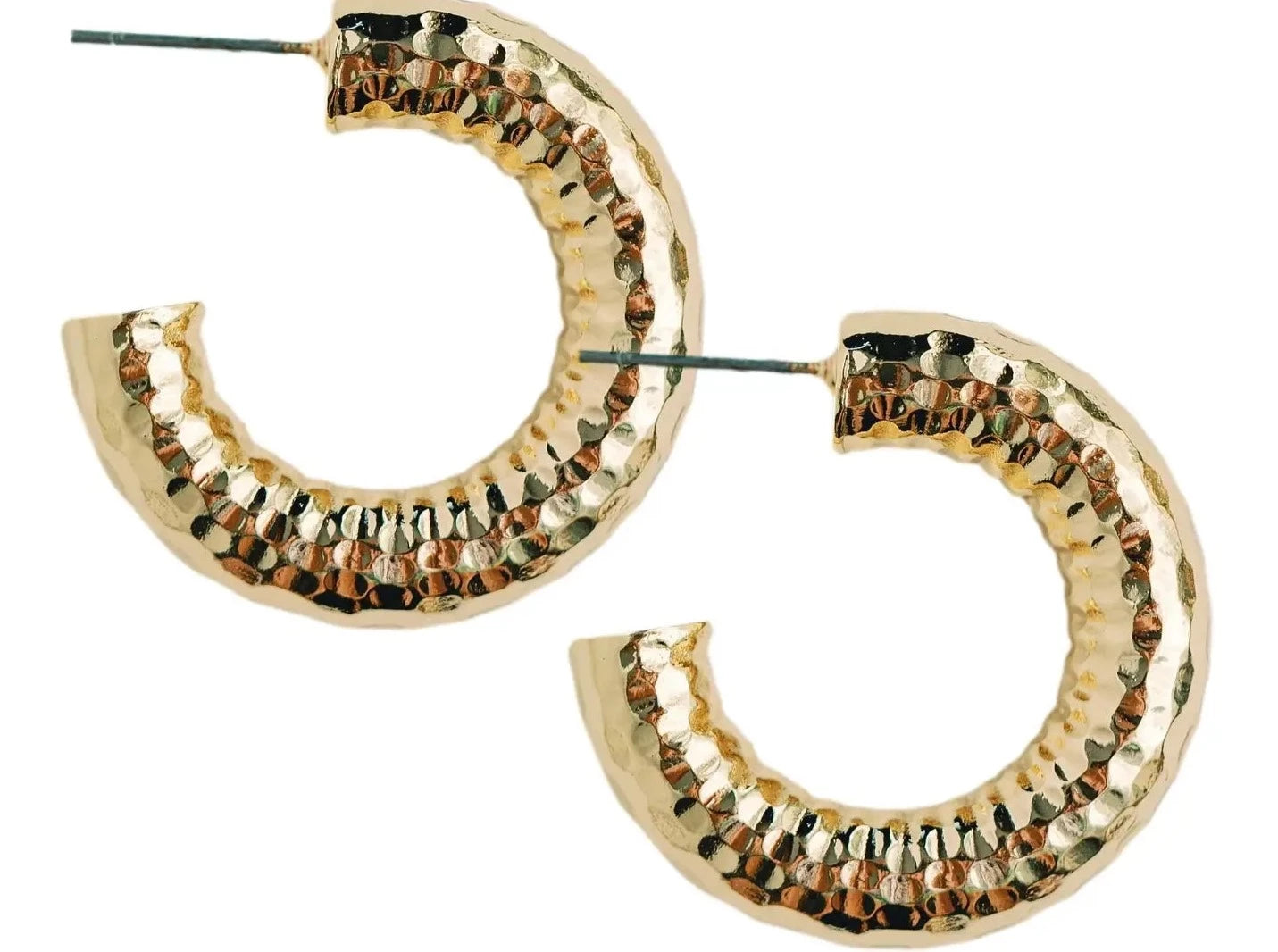 Hammered Gold Vintage Style Hoop Earrings