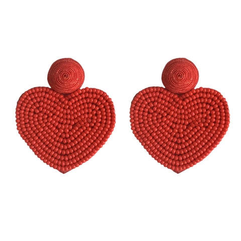 Red Heart Statement Earrings