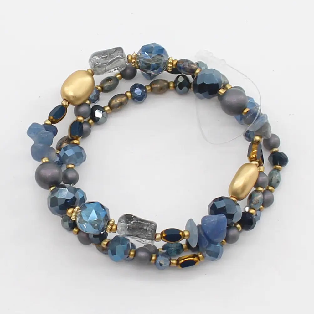 Blue Beaded Bracelet Set