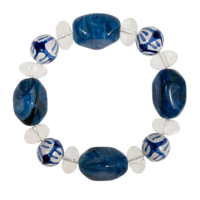 Ceramic & Resin Beaded Bracelet-Blue