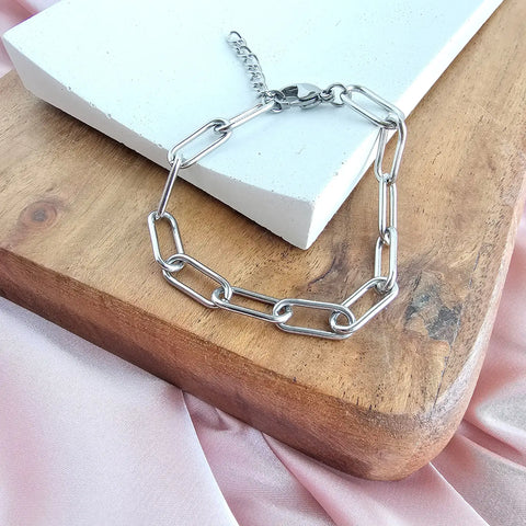 Luxe Silver Chunky Paper Clip Bracelet