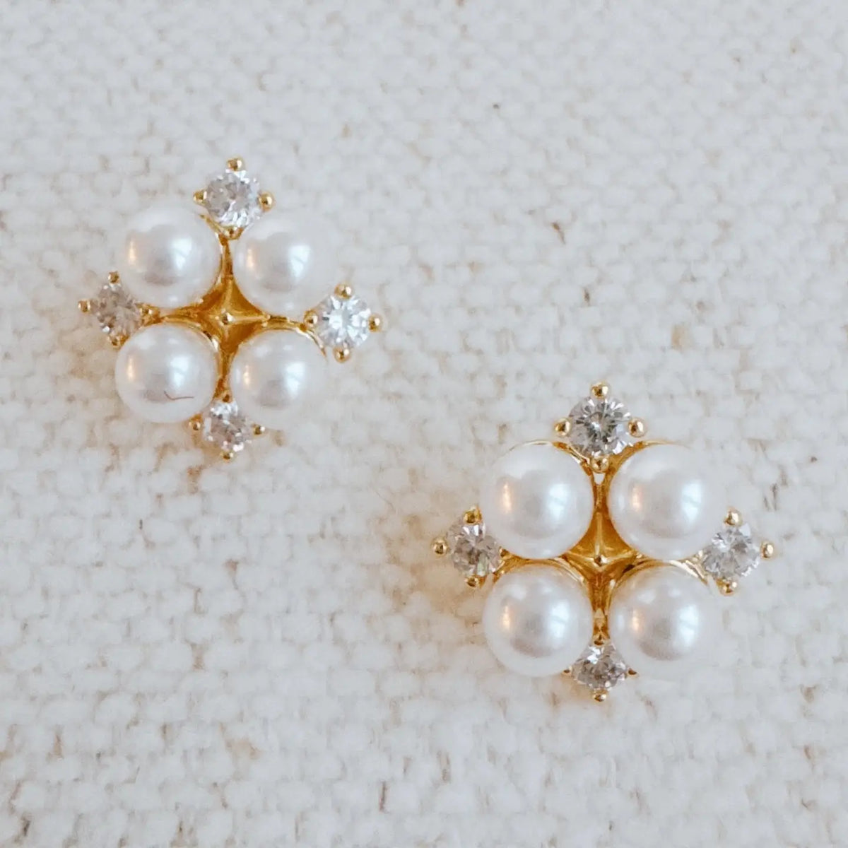 Four Pearls Stud Earrings