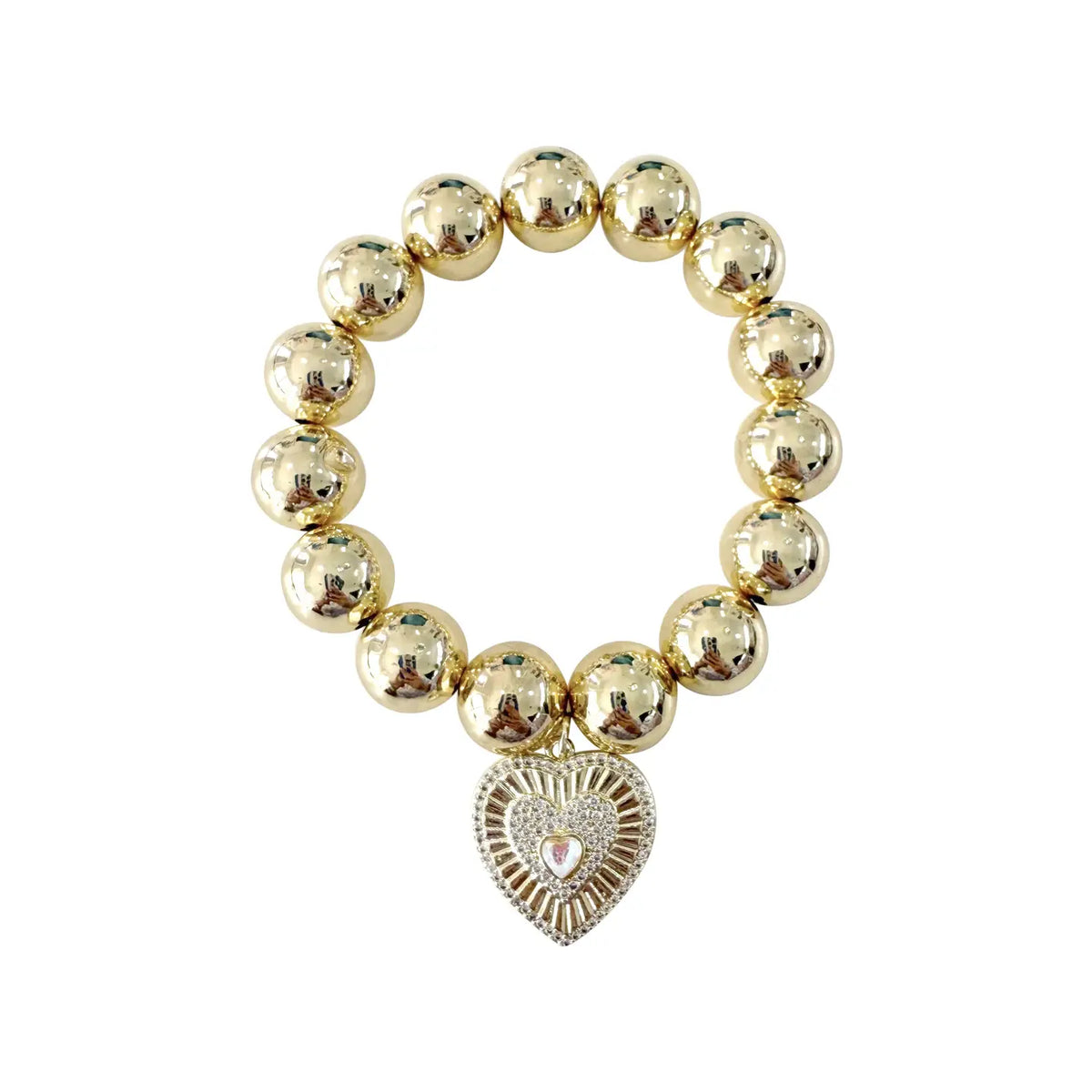 Gina Beaded Opal Heart Charm Bracelet