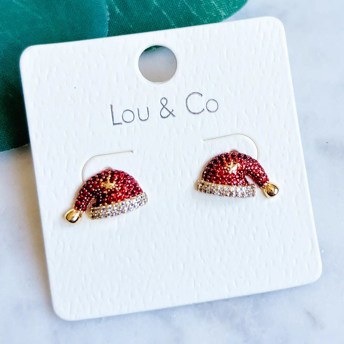 Pave Santa Hat Studs