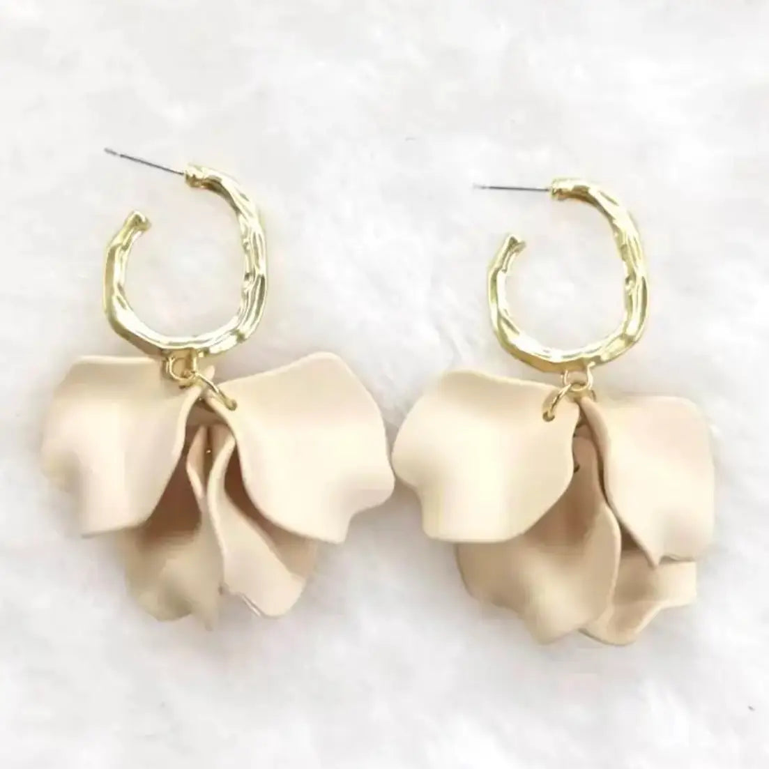 Cream Chiffon Dangle Earrings