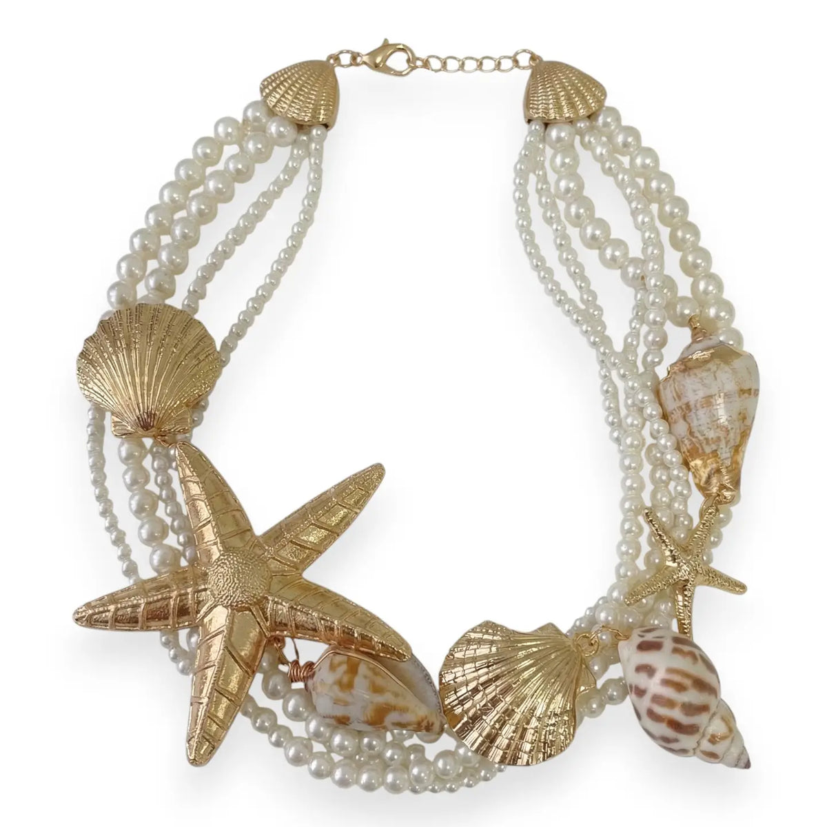 Starfish + Shell Pearl Necklace