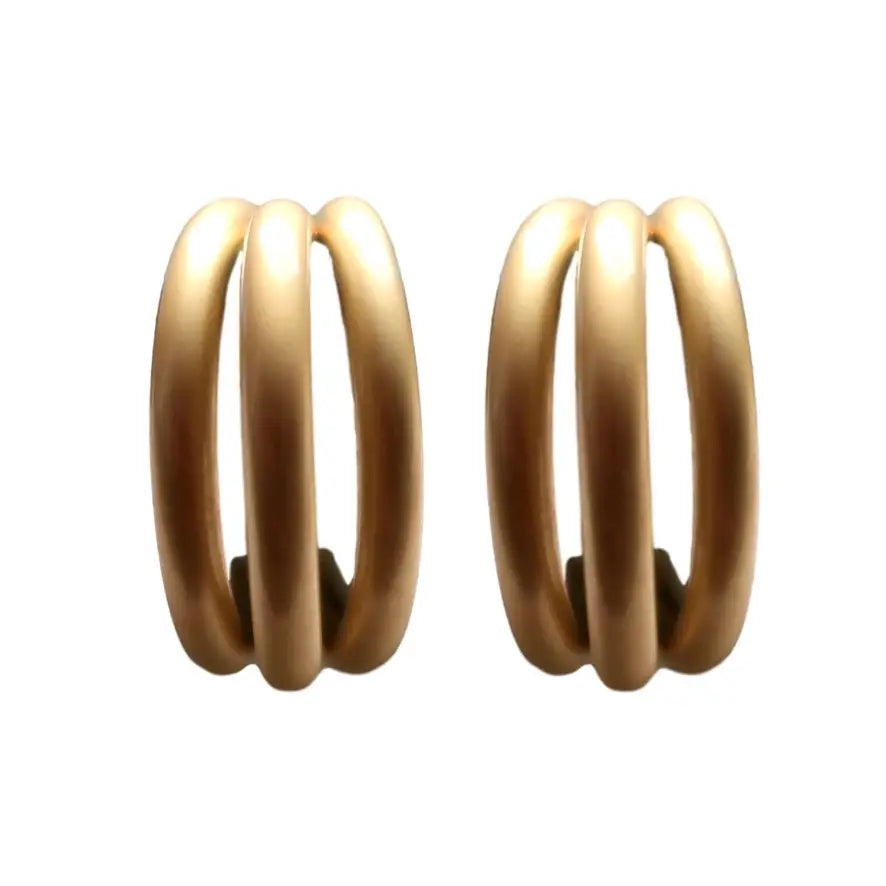 Gold Triple Statement Hoop Earrings