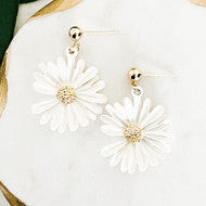 White Daisy Earrings