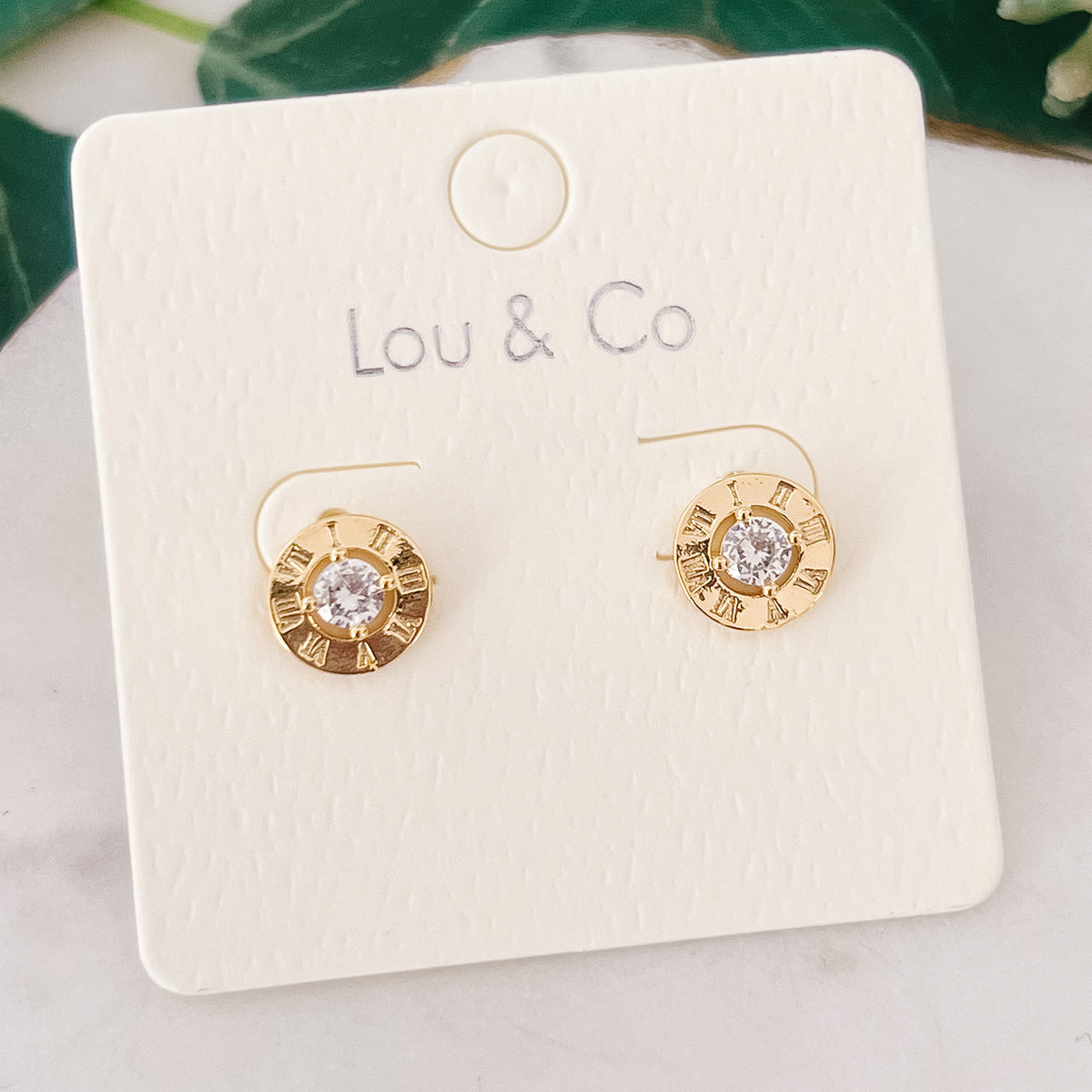 CZ Roman Stud Earrings