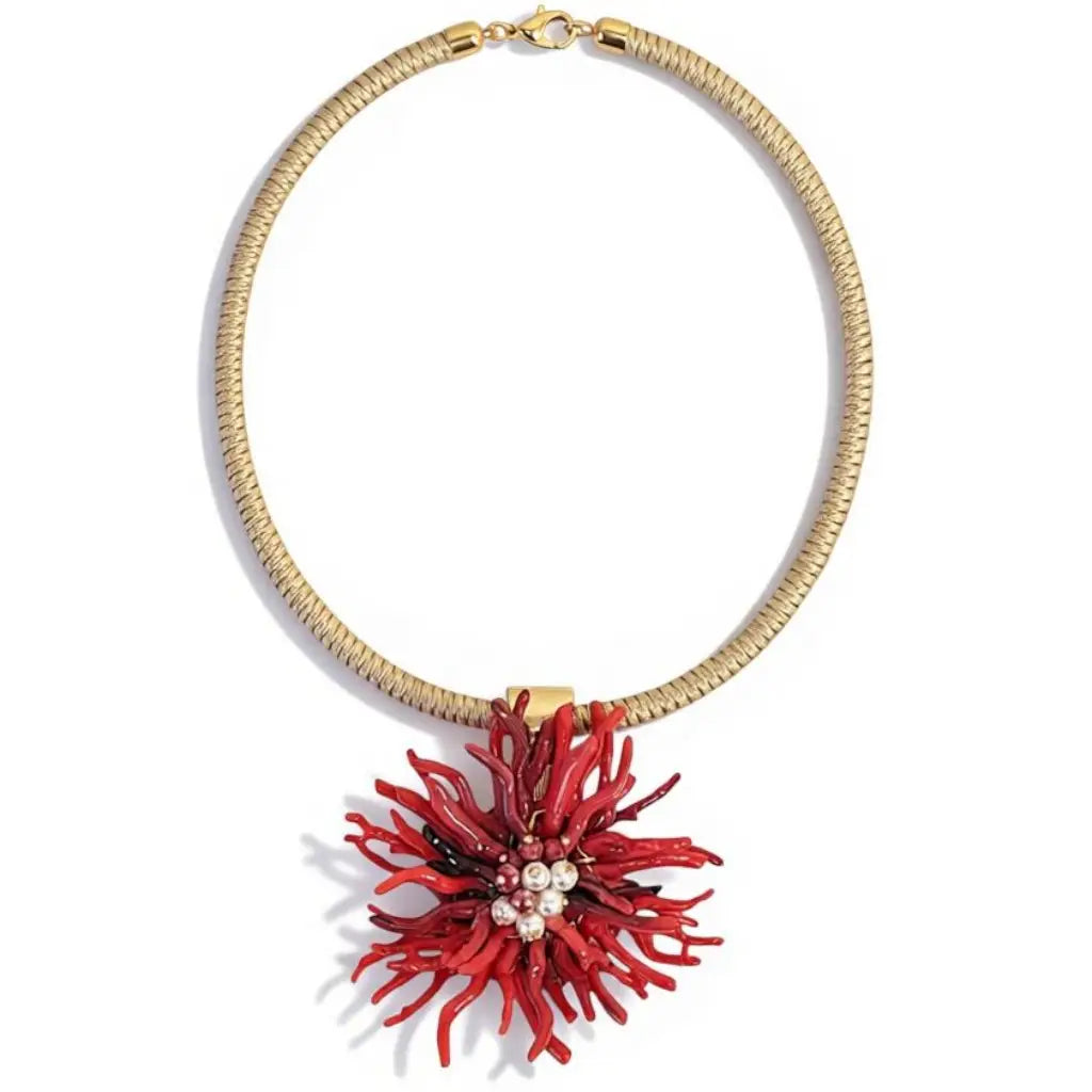 Coral Flower Collar Necklace