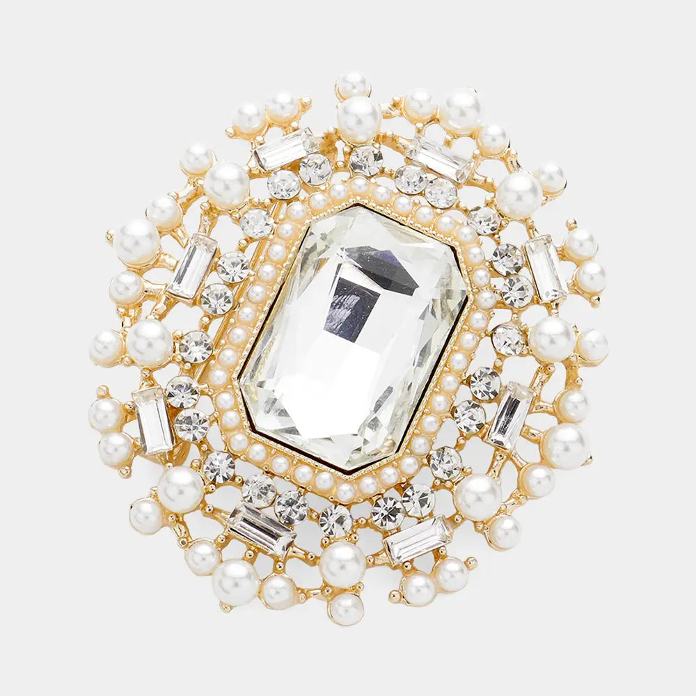Pearl and Crystal Statement Brooch